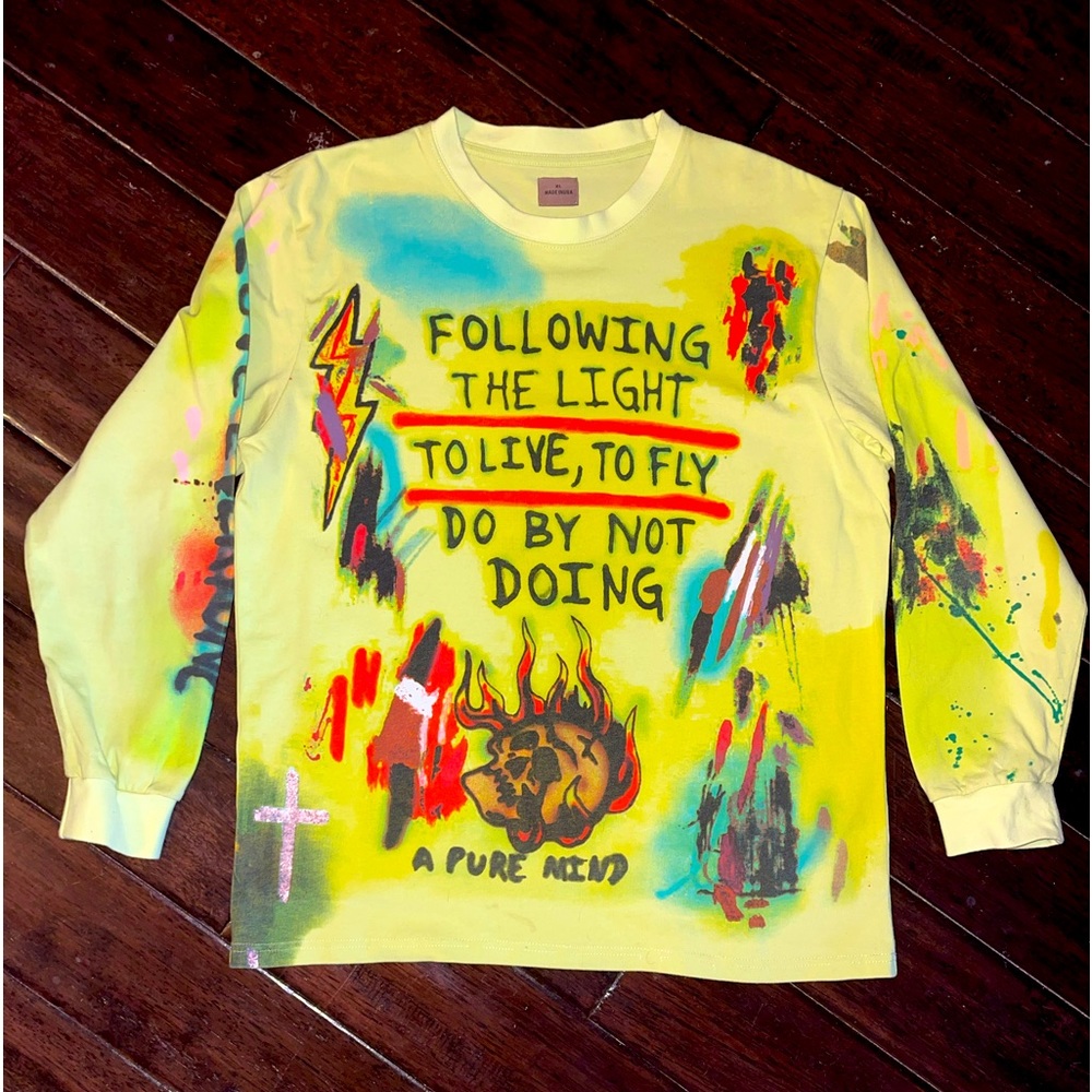 Men’s L/S tee shirt, size xl, fluorescent yellow
